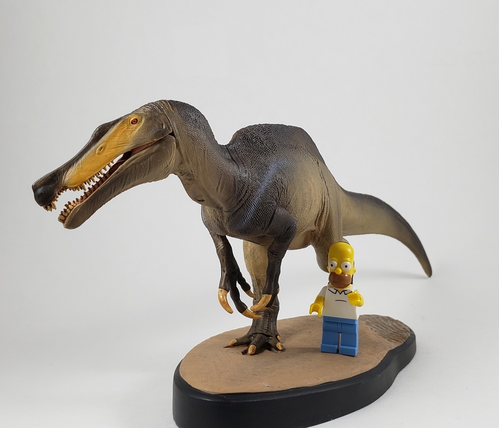 Dino Hazard Irritator with LEGO minifigure for scale