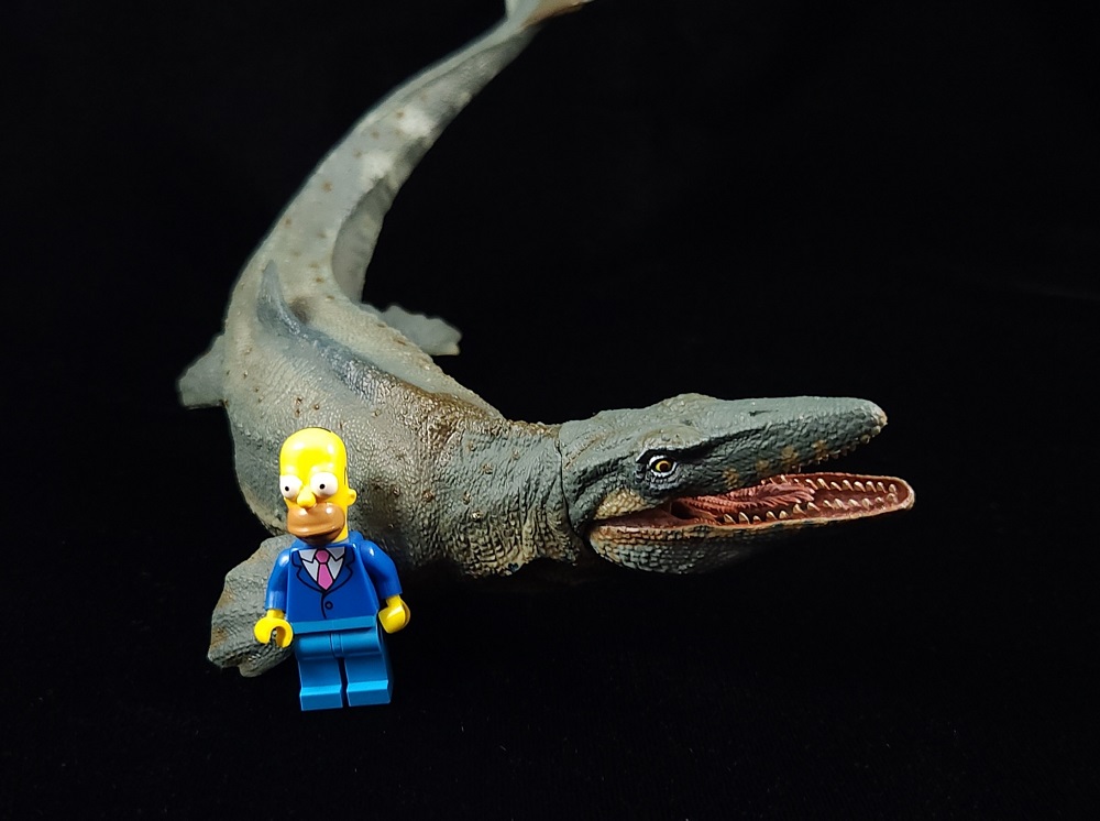 Papo Mosasaurus with Lego figure for scale