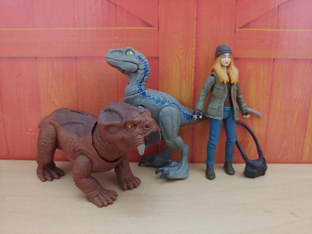 Lystrosaurus, Velociraptor, and Maisie.