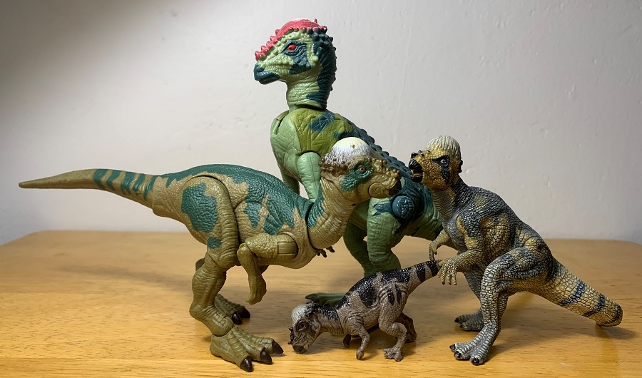 Hammond Collection Pachycephalosaurus, with other Jurassic Park Pachycephalosaurus toys.
